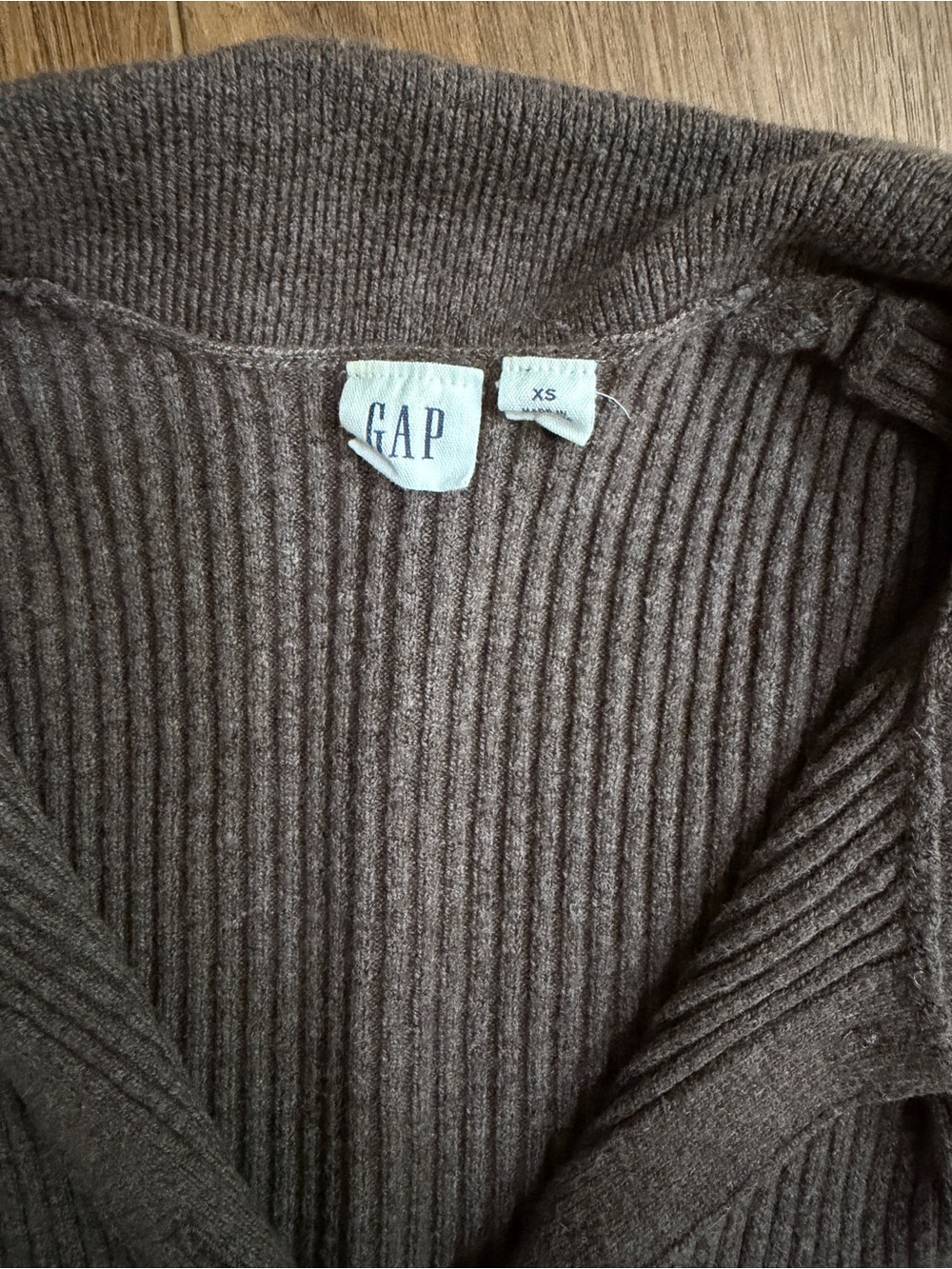 GAP Brown Ribbed Button-Up Collared Cardigan - Picture 2 of 2